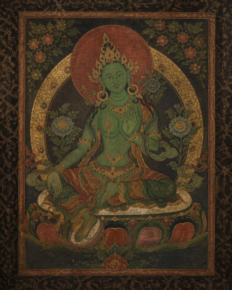 Green Tara thangka, protector of swift compassion