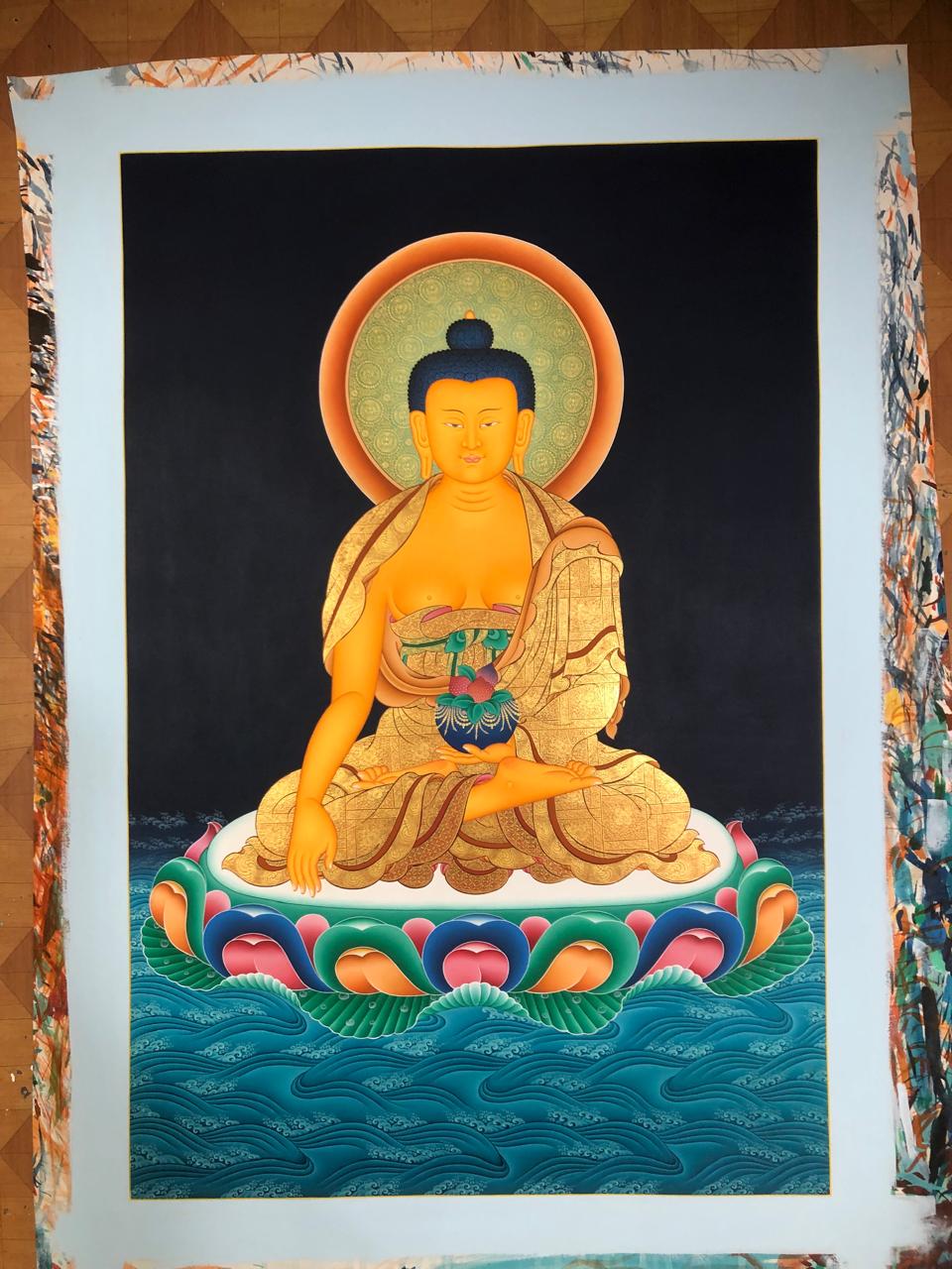 Shakyamuni Buddha Hand-Painted Minimalist Traditional Thangka Painting